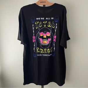 Skin & Bones Graphic Total Chaos Skull Mens Tshirt Tee XL Long Longline